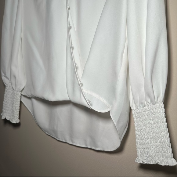 L'AGENCE Ivory Enzo Cross Front Blouse Smocked Cuffs Size XXS - Picture 6 of 16